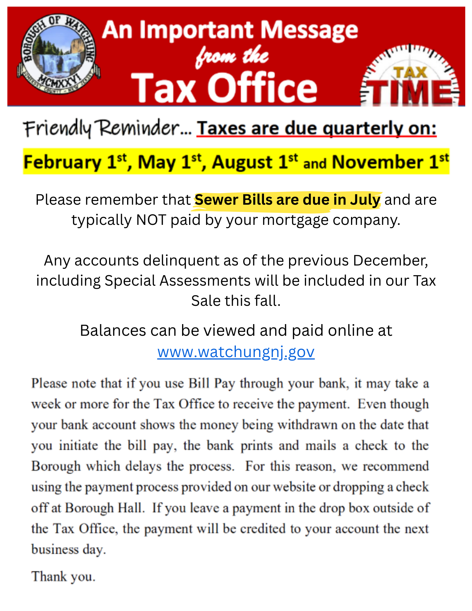 tax due date notice