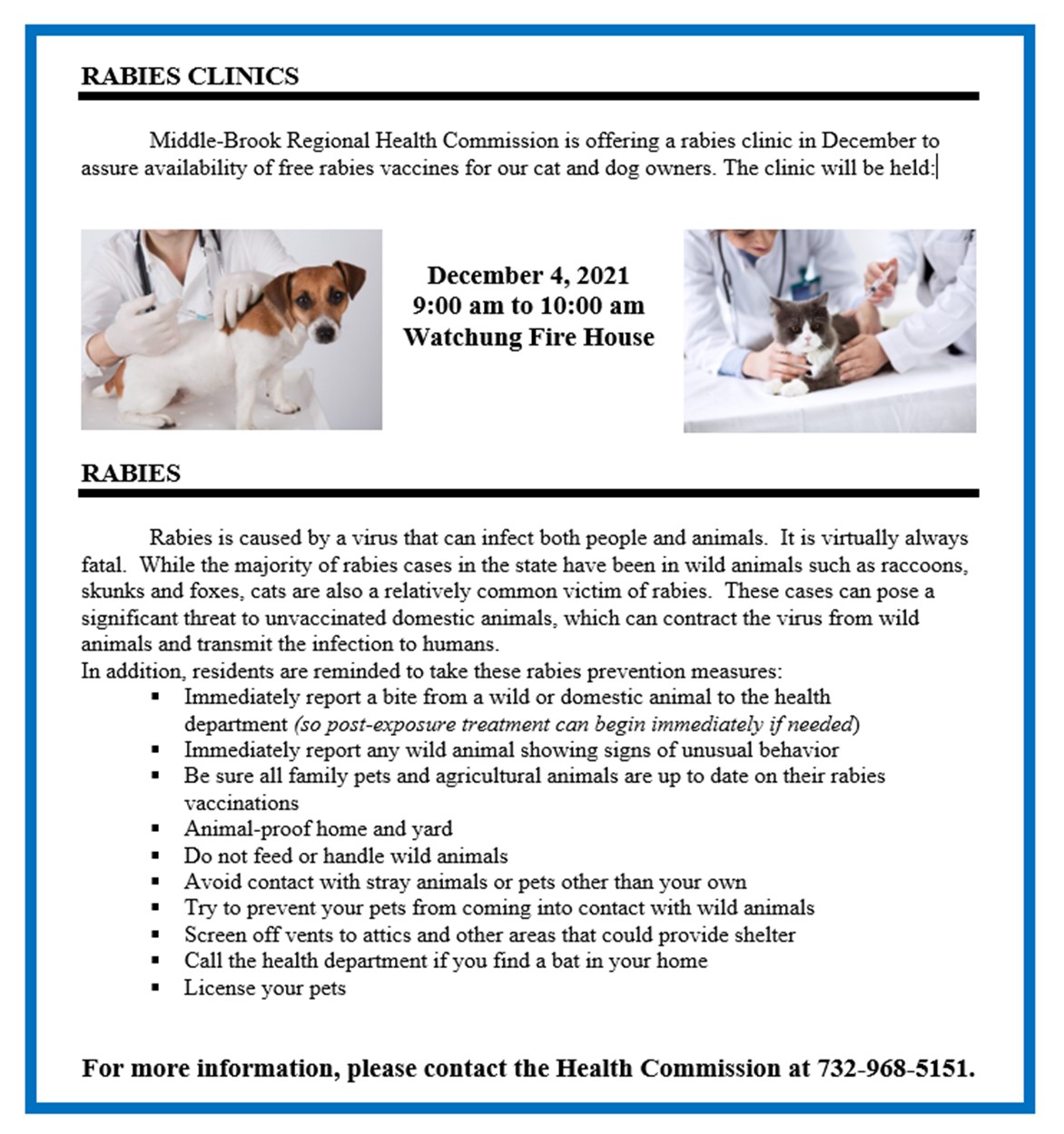 RABIES CLINICS flyer