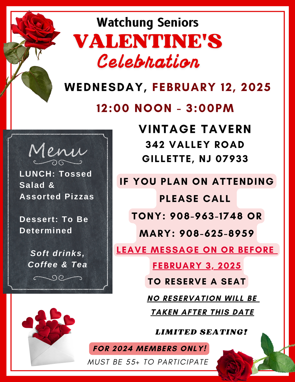 Senior Valentines Celebration flyer. Click to open an OCR scanned PDF version of it.