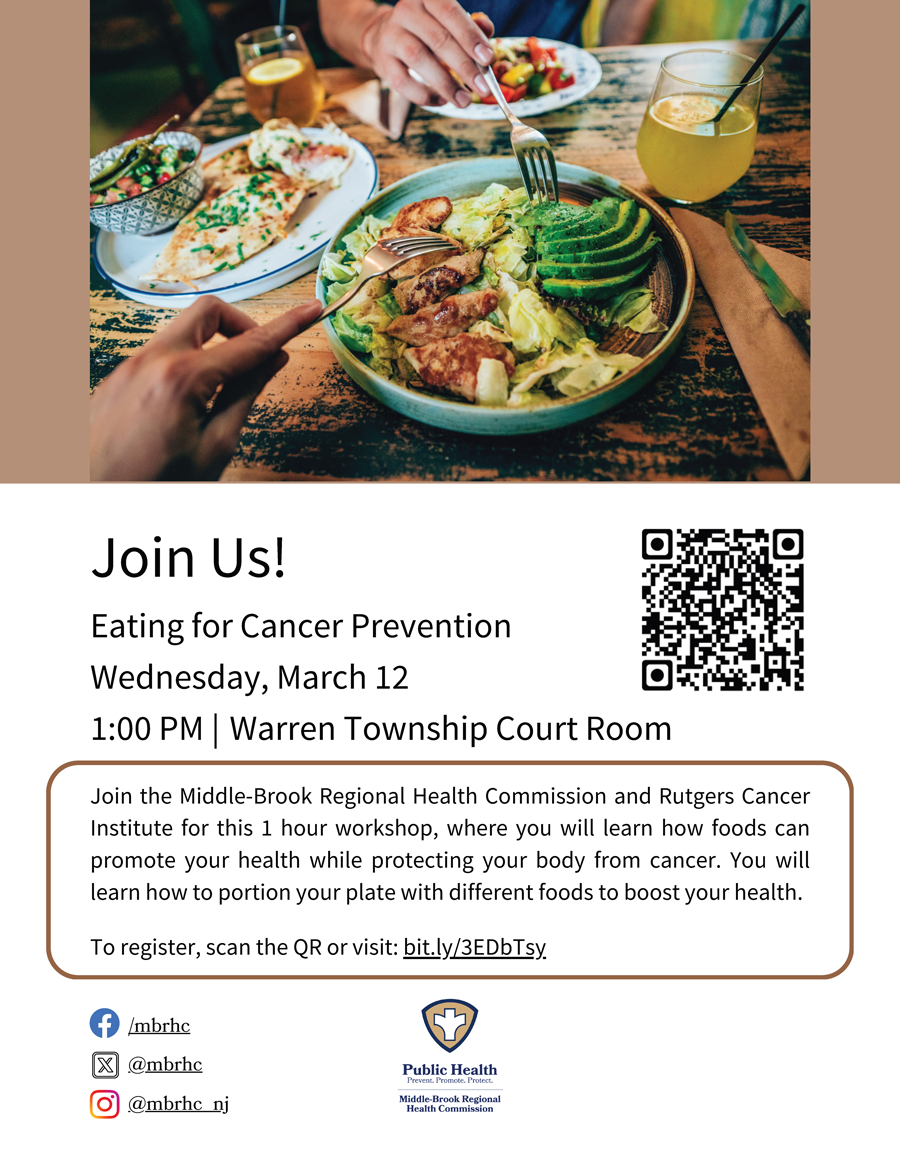 Eating For Cancer Prevention flyer. Click to open an OCR scanned PDF version of it.