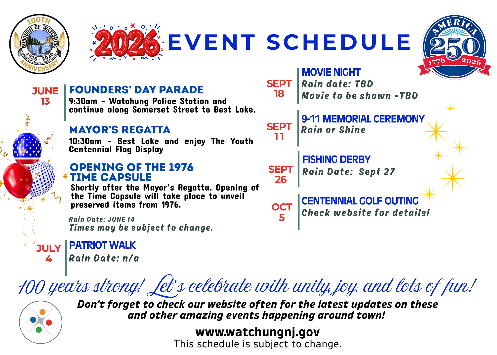 2026 Event Schedule. Click to open an OCR scanned PDF version of it.